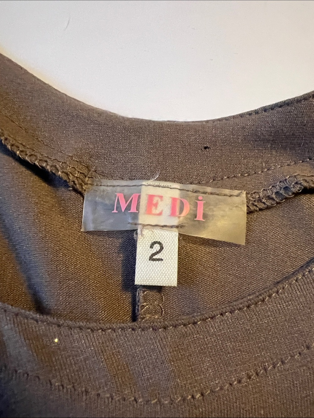 MEDI Brown Asymmetrical Women’s Dress Faux Leather Shoulder Straps Size 2 EUC - Picture 5 of 10